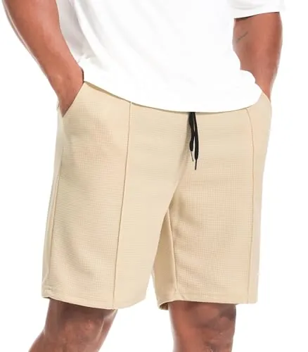 Curluriy Hombre Pantalones Cortos Gofre Bermudas Casual Shorts con Bolsillo