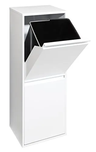 Arregui Basic CR201-B Cubo de Basura y Reciclaje de Acero de 2 Compartimentos | 2x17 L (34 L) | Cubos de Basura de Cocina | Contenedores de Reciclaje para Casa u Oficina | blanco