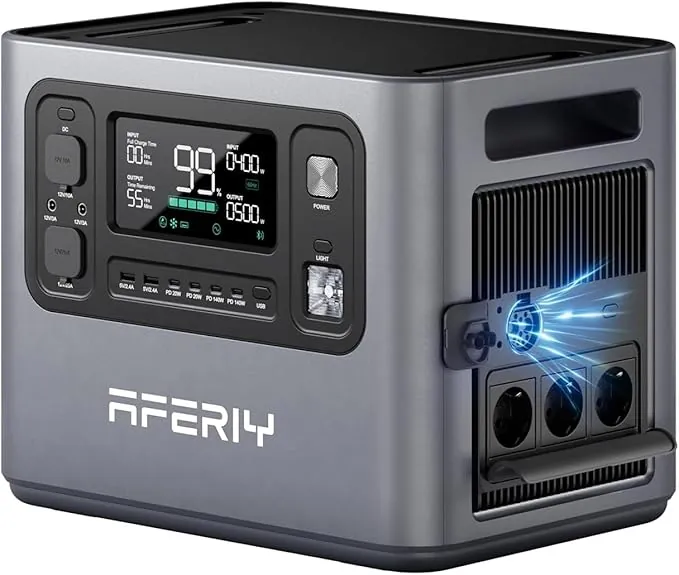 AFERIY 2800 W Estacion De Energia Portatil, 2048 Wh Generador Electrico Solar, Extensible A 10240 Wh, Carga Rápida 1,5 H, Power Station Para Camping Hogar Viajes Emergencias