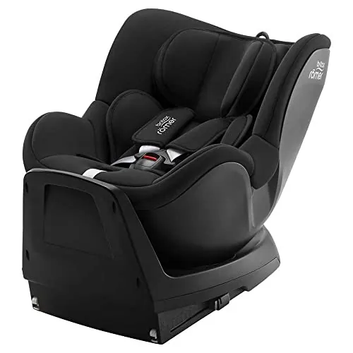 BRITAX RÖMER Silla de coche DUALFIX PLUS Giro de 360°, con reductor para recién nacidos y ISOFIX, niños de 40-105 cm (i-Size), de nacimiento hasta los 4 años, Space Black