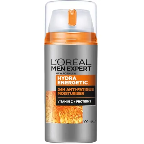 L'Oréal Paris Men Expert Hydra Energetic Crema Hidratante Anti-Fatiga,100ml | Guaraná, Vitamina C y Proteínas, Ayuda a Reducir Signos de Cansancio, Hidratación 24h, Men Expert Hydra Energetic