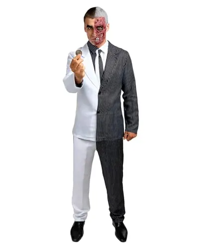 Funidelia Disfraz Oficial de Dos Caras - Batman para hombre, Pantalón, chaqueta, camisa, corbata, máscara y moneda, DC Comics - Traje para adultos para fiestas, Carnaval y Halloween - Talla única
