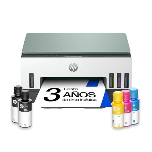 HP Smart Tank 7007, Impresora multifunción de inyección de Tinta A4 a Color, Wi-Fi, impresión a Doble Cara automática, escáner y Copia, hasta 3 años de Tinta incluida