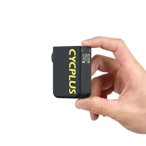 CYCPLUS Mini Bomba para Bicicleta con Manómetro, Bomba Eléctrica Compacta 120 PSI, Parada Automática, Válvulas Presta y Schrader para Bicicletas Eléctricas, MTB y de Carretera AS2 Ultra (90g)