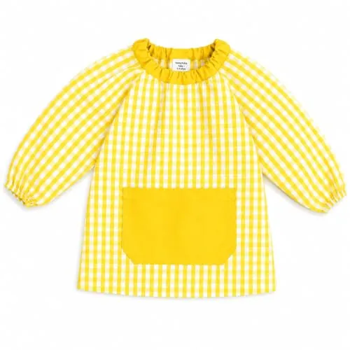HOMYBABY® Babi Escolar Infantil Guarderia y Colegio - Bata Escolar Niño y Niña - Babi Guarderia cómodo, fácil de poner y quitar - Bolsillo y Puños Cerrados (Yellow, 0-1 años / 80 cm)