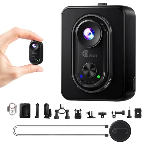 TIMNUT 4K Mini Cámara de acción: Cámara Magnética con WiFi, cámara POV Wearable Estabilización, Cámara Deportiva para Vlogs con grabación Manos Libres, Ideal para Moto, Viajes, Mascotas y Casco