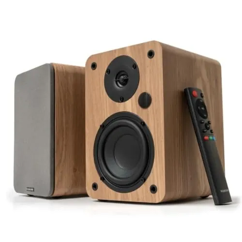 VULKKANO A4 ARC Altavoces Autoamplificados con Woofer de 4", Bluetooth 5.0, HDMI ARC, Optica, RCA, USB, con Salida Subwoofer, Monitores de Estudio con Diseño Elegante, Color Marron