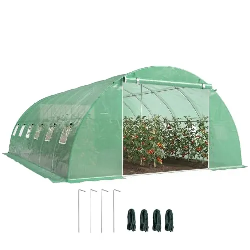 Outsunny Invernadero de Exterior 6x4x2 m con 2 Varillas de Soporte Verde