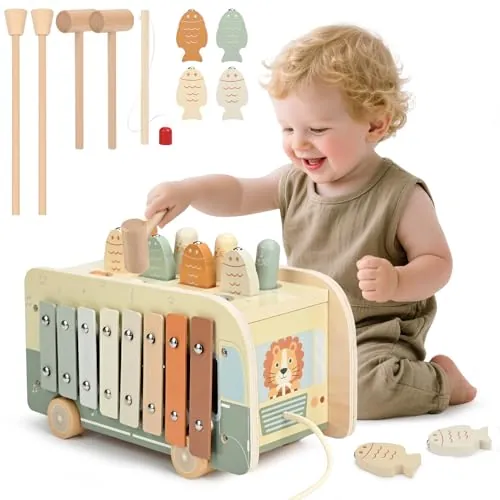 Vanplay Juguetes Niños 1 Año, Juguetes Bebe, Juguetes Montessori 7 en 1 con Xilofono, Instrumentos Musicales Bebe, Regalo Niño Niña 1 Año