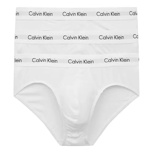 Calvin Klein Calzoncillos Hip Briefs Hombre Pack de 3 Ropa Interior, Blanco (White), M