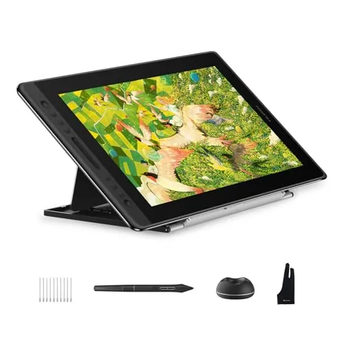 HUION Kamvas Pro 16 V2 Tableta Gráfica con Pantalla 15,6 Pulgadas Lápiz Sin Batería PenTech 4.0 16,384 Niveles,Pantalla Completamente Laminada,Barra Táctil Inteligente,Compatible con Windows,Mac,Linux