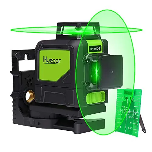 Huepar Nivel Laser Autonivelante 360 grados, 12 Líneas Cruzada con Función de Autonivelación y Pulso, 3D Nivelador Láser 30M-902CG