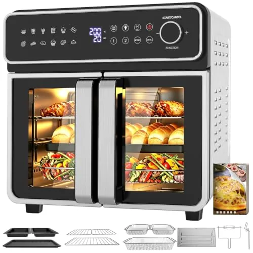 23L Freidora de Aire Familiar, Mini Horno Zona Cocción Única/Doble,Sep Temp
