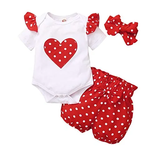 TMEOG Ropa Bebé Niña Recién Nacido, Mameluco con Estampado de Letras de Manga Corta Pantalones Diadema 3 Piezas Conjuntos de Ropa para Bebés 3-6 Meses