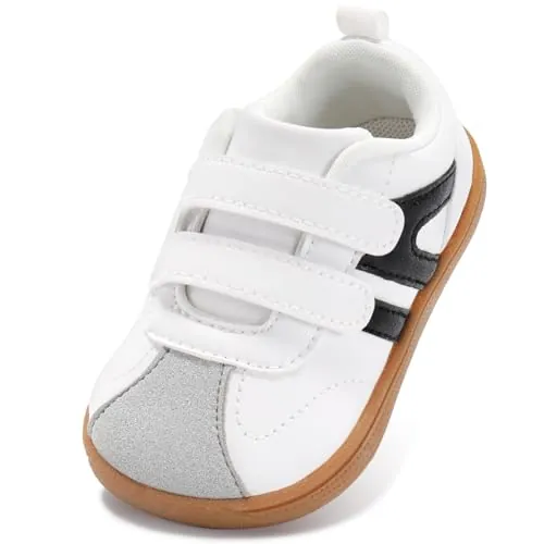 STQ KIDS Zapatillas Niño Barefoot Calzado Respetuoso Bebe Deportivas Niña Clásicas Moda Primeros Pasos al Aire Libre para Mejor Regalo Clásico Blanco-Negro 21 EU