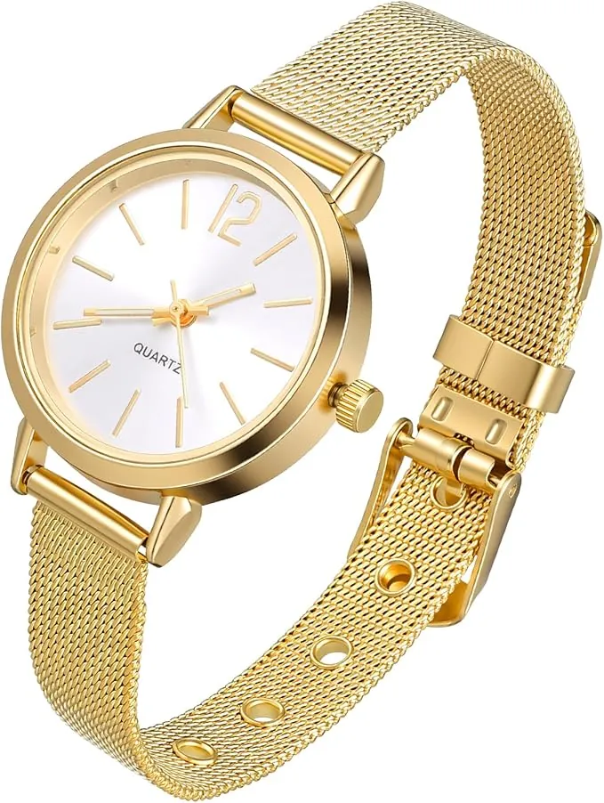 Hemobllo Reloj de Pulsera para Mujer, Reloj de Pulsera de Moda, con Banda de Malla Ultrafina, Fácil de Leer Reloj de Lujo para Mujer Reloj Elegante