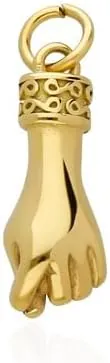 Colgante Acero 316 L Mano Puño Higa Chapado Oro 18 KIt. 18 x 5 mm. Pulido Brillo Liso Amuleto