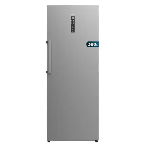 Cecotec Congelador Vertical de 380L Bolero CoolMarket UF 380 inox D. 1950W, Motor Inverter Plus, Bajo Consumo, Total No Frost, Display door, Convertible a frigorífico, Multi Airflow
