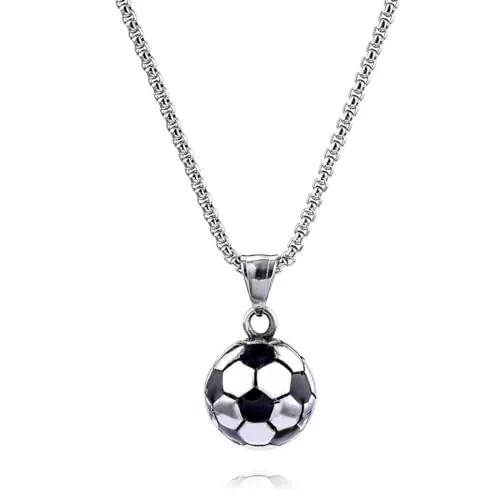 KGDUYC Collar de Fútbol de Acero Inoxidable Con Dije Colgante, Joyería Con Cadena, Regalo Para Niños, Niñas, Infantiles, Unisex, Deportistas