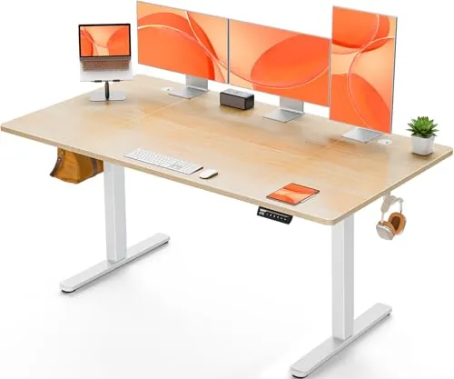 ErGear Escritorio Elevable Eléctrico, Escritorio Ajustable en Altura 160 x 80 cm, Mesa Elevable con Panel Inteligente de 4 Memorias, Mesa Escritorio Oficina en Casa con Tablero Ensamblado