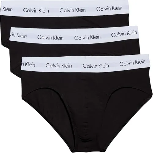 Calvin Klein Calzoncillos Hip Briefs Hombre Pack de 3 Ropa Interior, Negro (Black), L