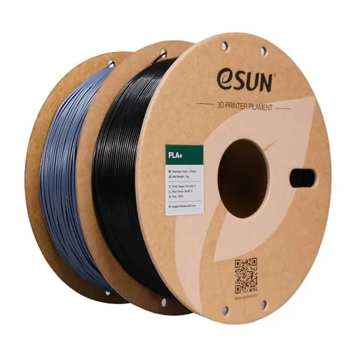 eSUN Filamento PLA+ 2KG,Filamento de Resistencia Mejorada Negro+Gris