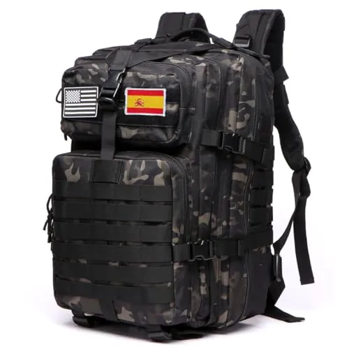 GUJOIN Mochila Tática 50 Litros con Sistema Molle - Gran Capacidad Militar Impermeable para Emergencias de 3 Días Caza Senderismo y Acampadas - Mochila para Actividades al Aire Libre