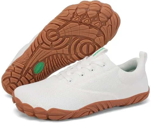 SAGUARO Barefoot Mujer Hombre Zapatillas de Trail Running Cómodas Calzado Descalzo Minimalistas Zapatos Deporte Pare Exterior y Interior Fitness Senderismo Montaña Caminar, Blanco, 37 EU