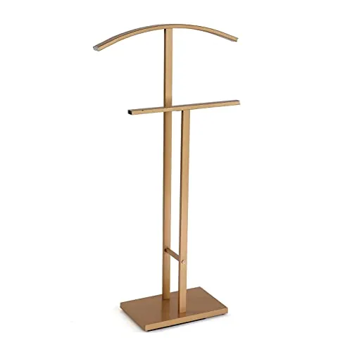 Versa Lund Galán de Noche Moderno Multifuncional con 2 Perchas o Colgadores para Ropa de Hombre o Mujer, Medidas (Al x L x An) 100 x 20 x 52 cm, Acero, Color Dorado
