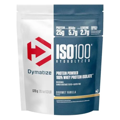 Dymatize ISO 100 Hydrolyzed Gourmet Vanilla 570g - Hidrolizado de Proteína de Suero Whey + Aislado en Polvo