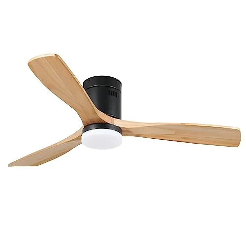M Mimotec -Ventilador de Techo Black Energy con Luz LED Regulable CCT, Motor DC Silencioso Bajo Consumo, 6 Velocidades, Aspas Efecto Madera Ø132 cm, Temporizador, Función Verano/Invierno, Mando. .