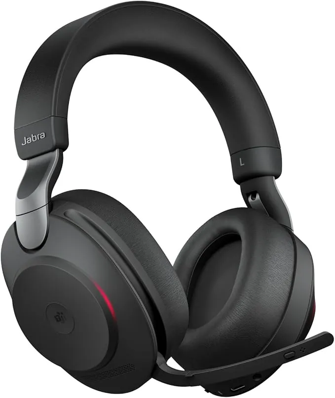 Jabra Evolve2 85 Auriculares Inalámbricos Estéreo con Cancelación de Ruido - Certificados para Microsoft Teams - Batería de Larga Duración - Adaptador Bluetooth USB-C - Negro
