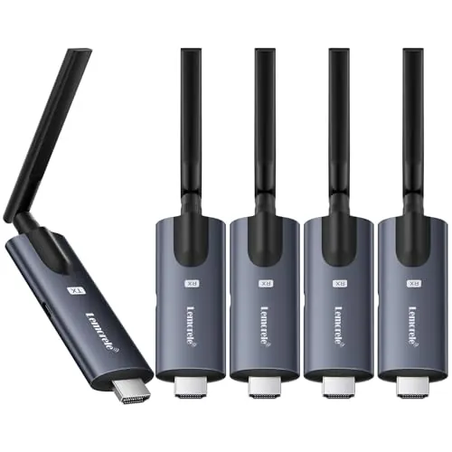 Lemorele Transmisor HDMI Inalámbrico y Receptores, 1080P Transmisión Inalámbrica HDMI, Compatible con la transmisión de Video Desde portátiles, cámaras y TV Box a monitores y proyectores (1TX-4RX)