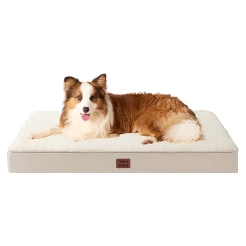 EHEYCIGA Cama Perros Extra Grande Ortopédica, 104x69x9cm Colchon Perro con Espuma De Caja De Huevos, Colchoneta Perro Lavable, Dog Bed, Camello