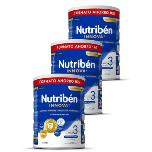 Nutribén Innova 3 Leche de Crecimiento +12 Meses, Formato Ahorro 3x1kg | Sin azúcares añadidos ni aceite de palma; con OLM, posbiótico exclusivo BPL1 HT, hierro, calcio y vitamina D
