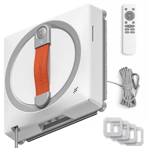 Tosima WA9C Pro Robot limpiacristales, Limpiador eléctrico de Ventanas con 4 boquillas pulverizadoras, 6 Modos de Limpieza con planificación Inteligente, succión extrafuerte y Mando a Distancia.