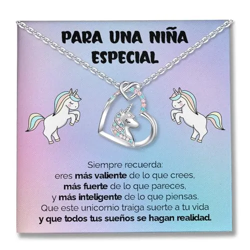 SOFIA FERRER Regalo Niña 10 Años, Colgante De Unicornio, Regalos Niña 7, 8, 9, 10, 11, 12 Años, Collar Niñas Plata De Ley, Regalo Original Para Niñas, Navidad, Reyes (Sueños)