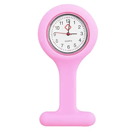 TRIXES Reloj Plástico Rosa Gel Silicona Broche Bolsillo Enfermeras Nuevo