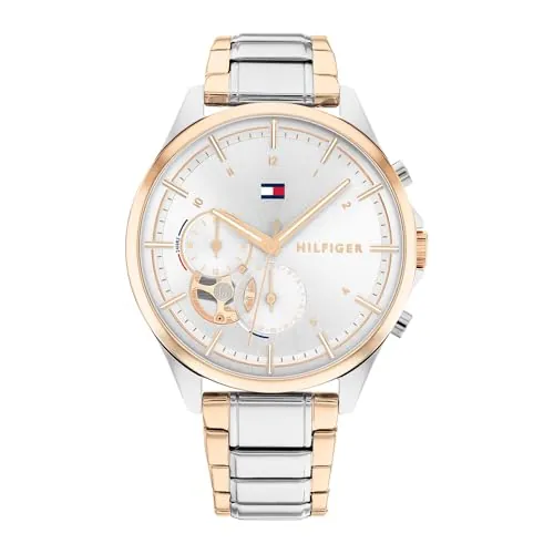 Tommy Hilfiger Reloj Analógico de Cuarzo Multifunción para Mujer con Correa de Acero Inoxidable Bicolor - 1782415