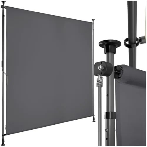 tectake® Toldo Vertical Exterior con Manivela, Estores Exteriores Jardín y Terraza Exterior, Toldos Exterior Terraza, Estructura Acero, Tela Toldo Impermeable, Toldos Jardin - 150x310 cm Gris Oscuro
