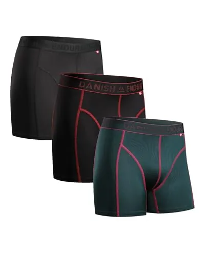 DANISH ENDURANCE Boxer Deportivos Hombre, 3 Pack MC (1xNegro, 1xNegro/Rojo, 1xVerde/Morado) 2XL