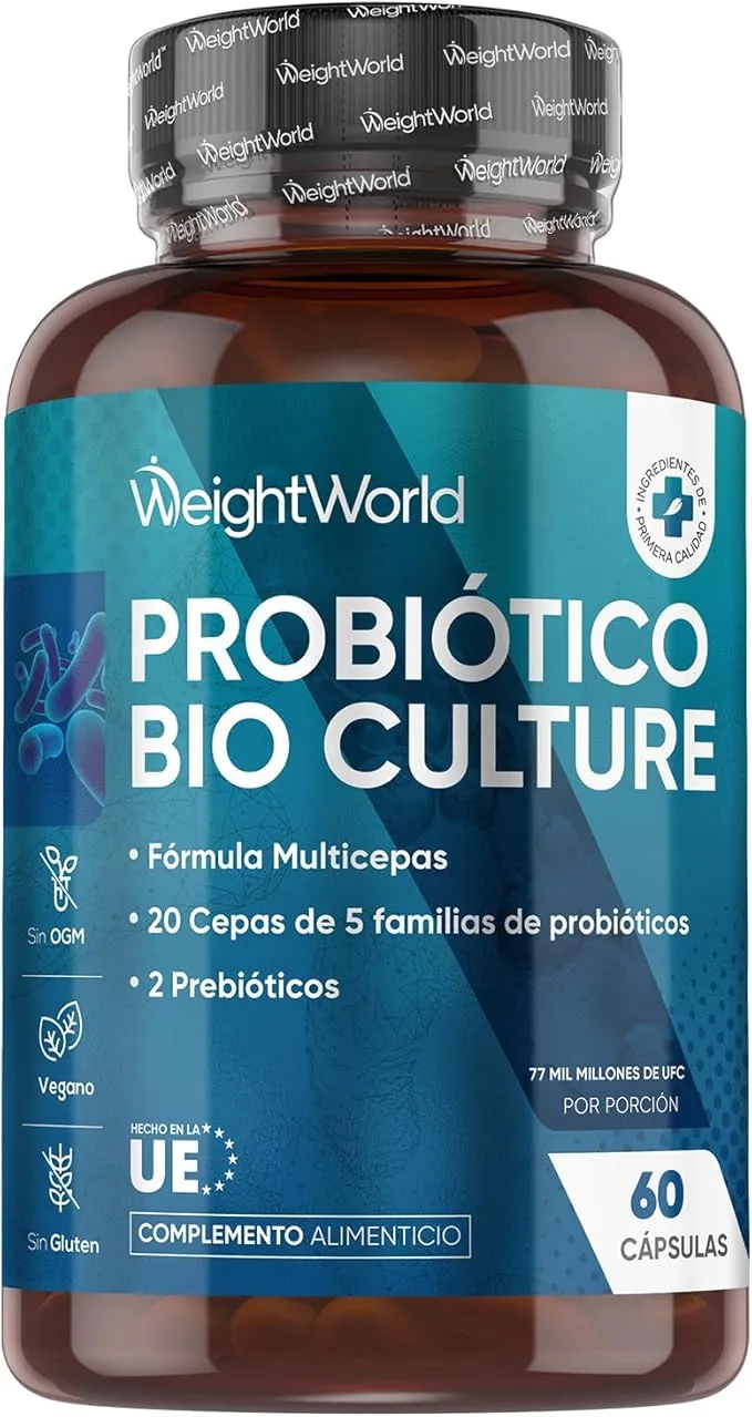 Probióticos y Prebióticos Intestinales 77 Mil Millones de UFC - 20 Cepas Bacterianas con Lactobacillus Salivarius, Lactobacillus Rhamnosus, Bifidobacterium e Inulina Orgánica, 60 Cápsulas