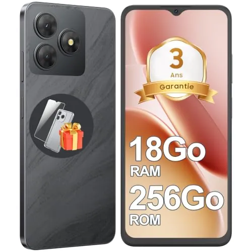 FLAT 2 Telefono Movil Android, 18GB+256GB/2TB, Dual SIM, 6,56" 90Hz, Negro
