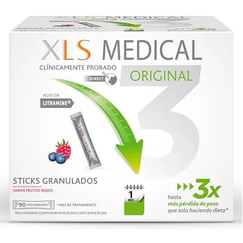 XLS Medical Original, Sabor Frutos Rojos, Pérdida Peso, 90 Sticks (1 Mes)