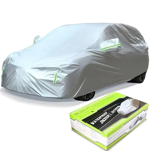 BEXITA Funda de Coche Exterior Funda para Coche de Impermeable A Prueba de Polvo A Prueba de Nieve Protección UV para Hatchback Longitud (hasta 430 cm)
