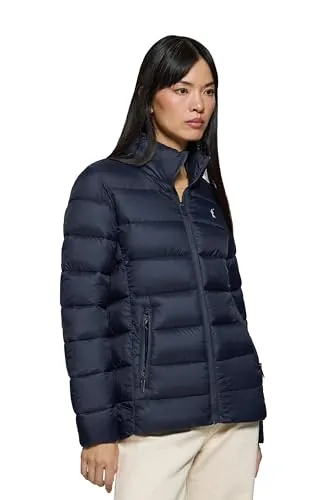 Polo Club Chaqueta Ultralight de Mujer en color Negro con bordado y cierre Cremallera - Abrigo Invierno