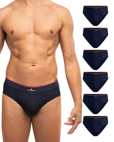 DANISH ENDURANCE Calzoncillos Slip de Algodón Hombre, Cintura Cómoda, Sin Etiquetas, 6 Pack Azul Marino/Rojo XL