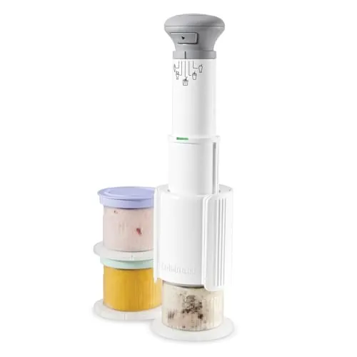 Cuisinart FreezeWand – Máquina de Helados - Heladera de Mano 5 en 1: Helado, sorbete, batido, granizado, mezclas, Vegana, sin lácteos, Lista en 5 min, Compacta y portátil, 3 Tarrinas 240ml