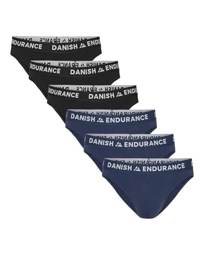 DANISH ENDURANCE Canzoncillos Hombre Slip de Bambu, Slips Hombre Ultra Suave, Ropa Interior, Comodo, Sin Tag, Pack 6 Multicolor (3xNegro/Blanco, 3xAzul Marino/Blanco) L