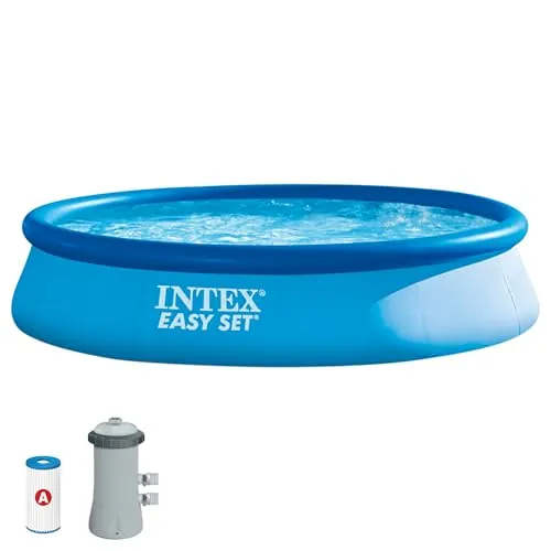 Intex 56051 - Piscina Hinchable, Ø396x84 cm, 7.290 litros, Piscina Redonda, con depuradora Cartucho, 2.006 litros/Hora, Filtro Cartucho Tipo A, para 5 Personas